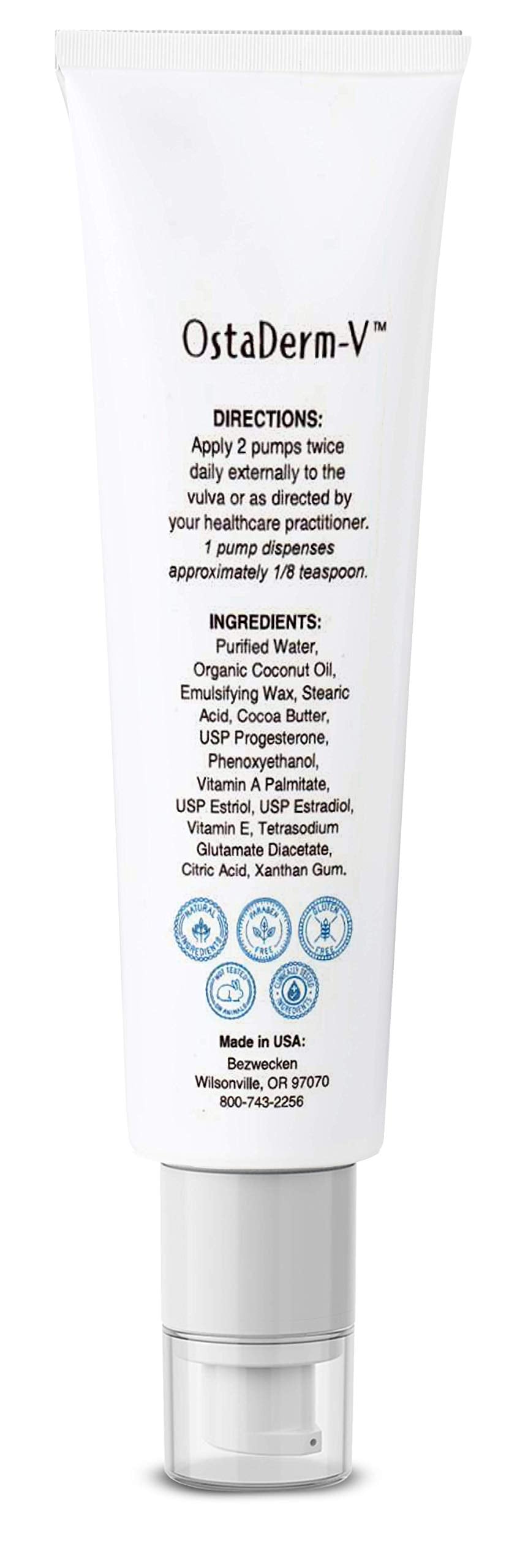 Bezwecken - OstaDerm-V - 2oz Crme - Professional Formulated Vaginal Dryness & Menopausal Atrophy Vaginitis Support - Gentle, Non
