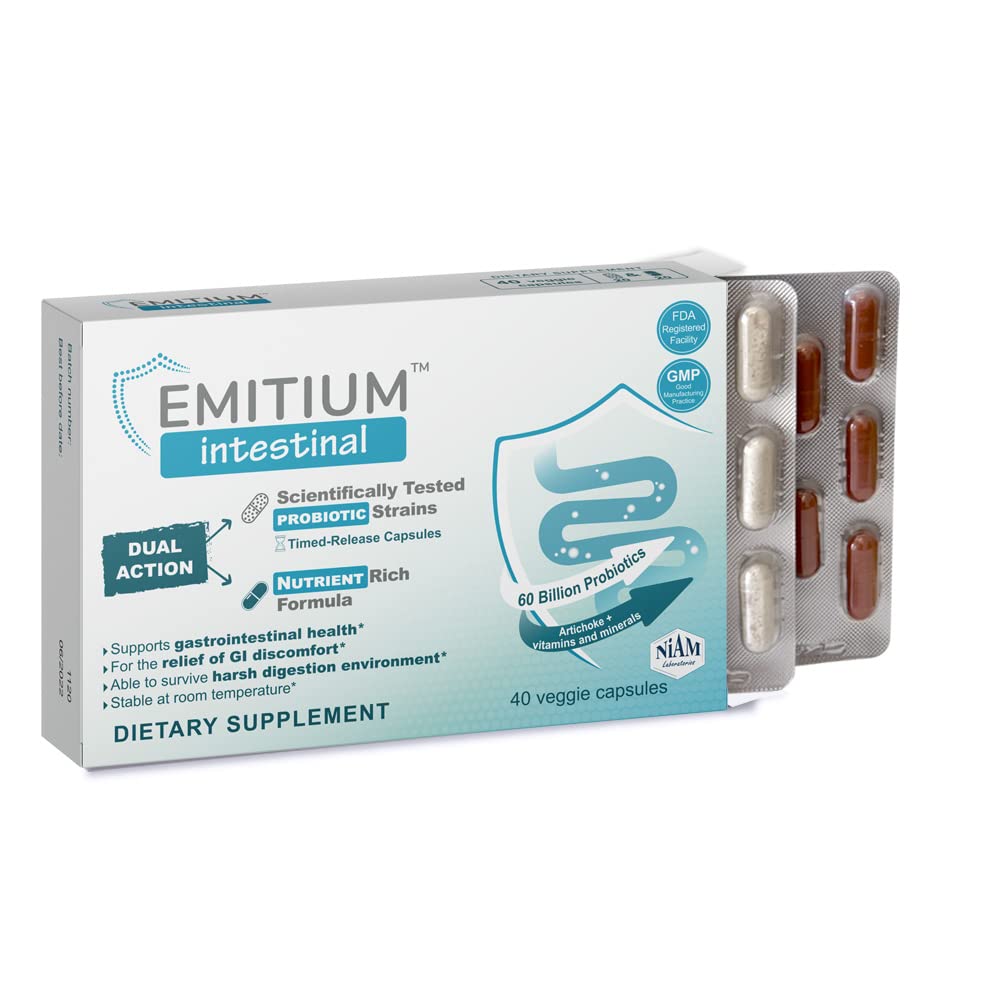 EMITIUM Probiotics & Prebiotics | IBS Relief, Diarrhea, Gas, Colon Health, Digestive Support | Artichoke & Vitamins | Irritable 