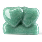 ZHIYUXI 1.8'' Green Aventurine Crystal Double Heart Stone Healing Crystal Heart Shaped Rock for Desk Decor Healing Crystals Poli
