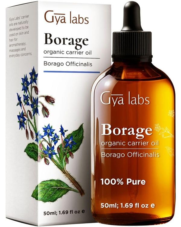 Gya Labs Organic Borage Oil for Skin & Face - 100% Natural Borage Seed Oil Cold Pressed for Hair - Unrefined Borage Oil for Esse