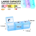 Weekly Pill Organizer,3-Times-A-Day 7 Day Pill Box Large Compartments Moisture-Proof Pill Case Medication Reminder Portable Trav