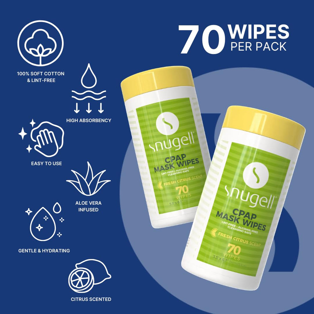 CPAP Mask Wipes - Citrus Scent (1 Canister, 70 Count)