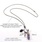 CoolDIY Aromatherapy Essential Oil Diffuser Necklace Locket Pendant Stainless Steel Perfume Necklace Crystal stone Glass vial Ne