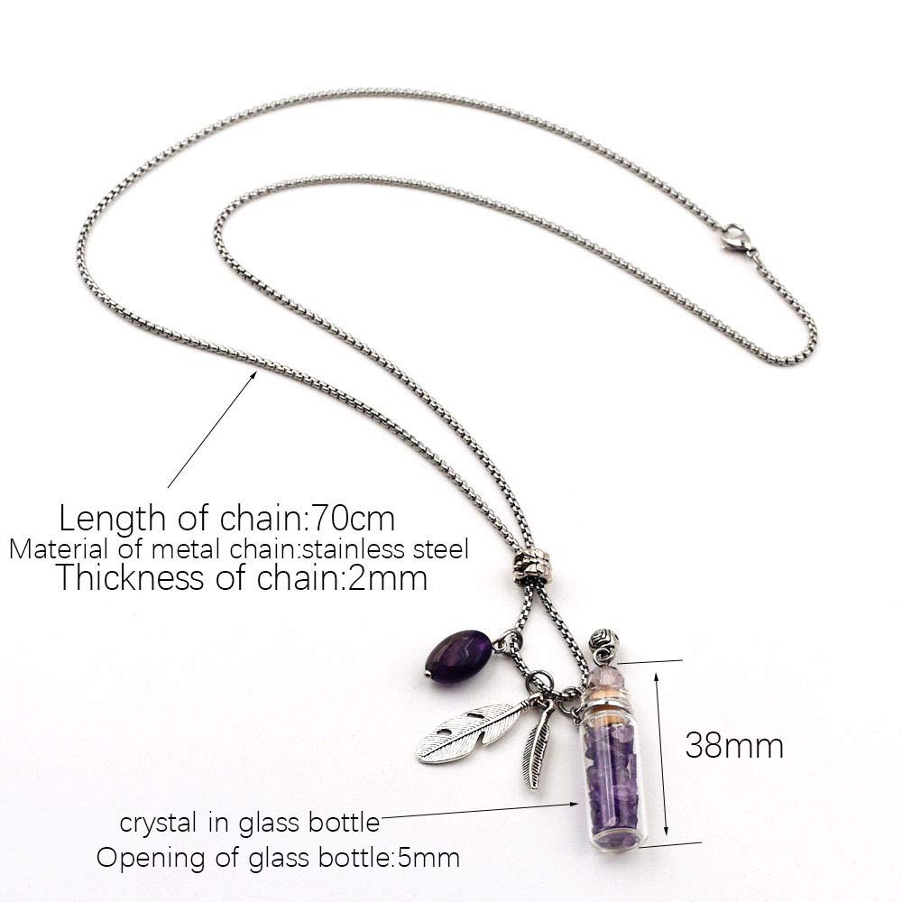 CoolDIY Aromatherapy Essential Oil Diffuser Necklace Locket Pendant Stainless Steel Perfume Necklace Crystal stone Glass vial Ne