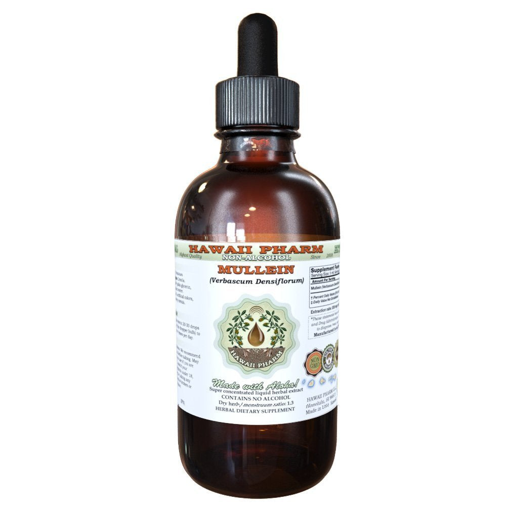Mullein Alcohol-Free Liquid Extract, Organic Mullein (Verbascum densiflorum) Dried Flower Glycerite Natural Herbal Supplement, H