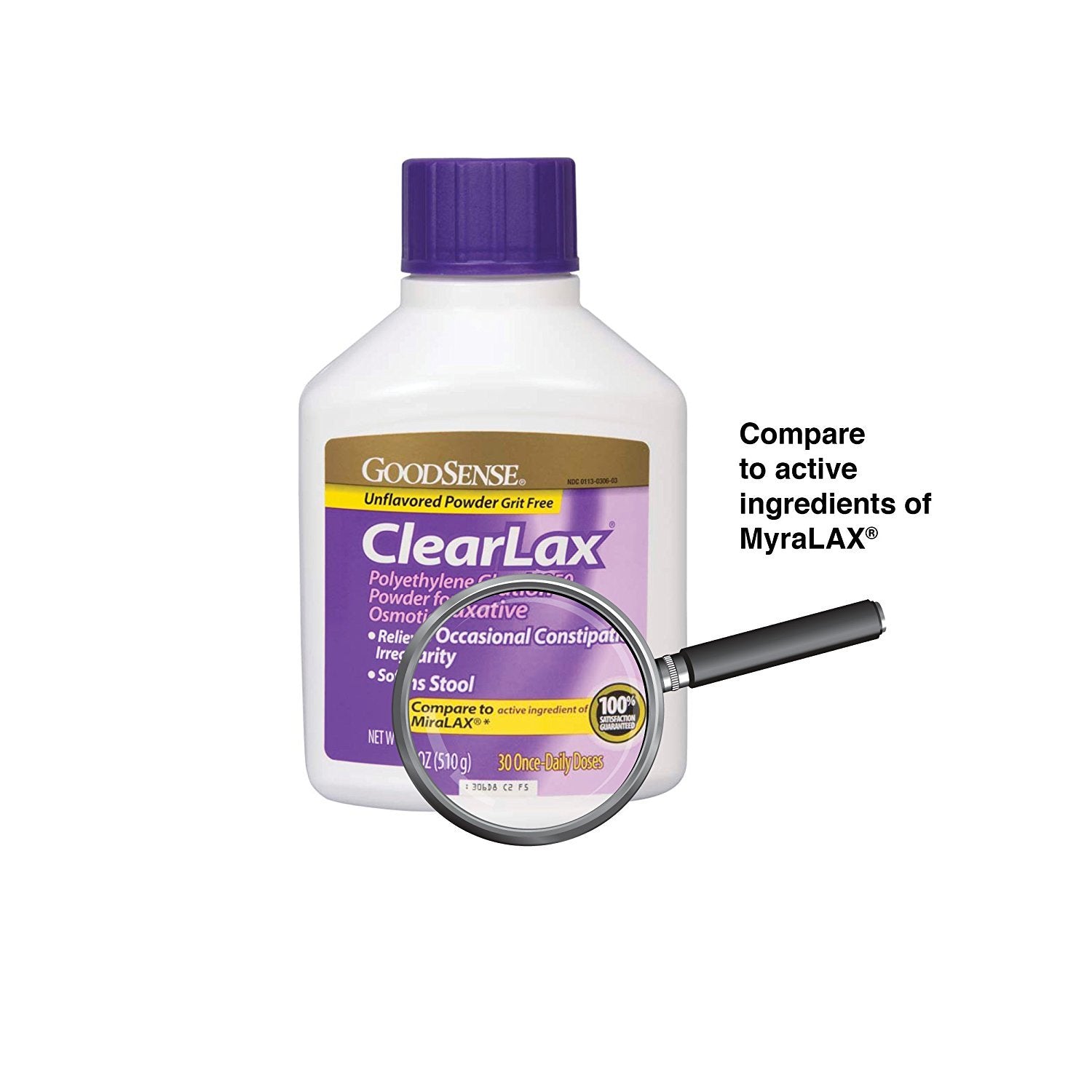 GoodSense ClearLax, Polyethylene Glycol 3350 Powder for Solution, Osmotic Laxative, 17.9 Ounce