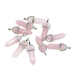 Rose Quartz Crystal 10 PCS Rose Quartz Point Hexagonal Healing Reiki Stone Pendant Bulk for Jewelry Making