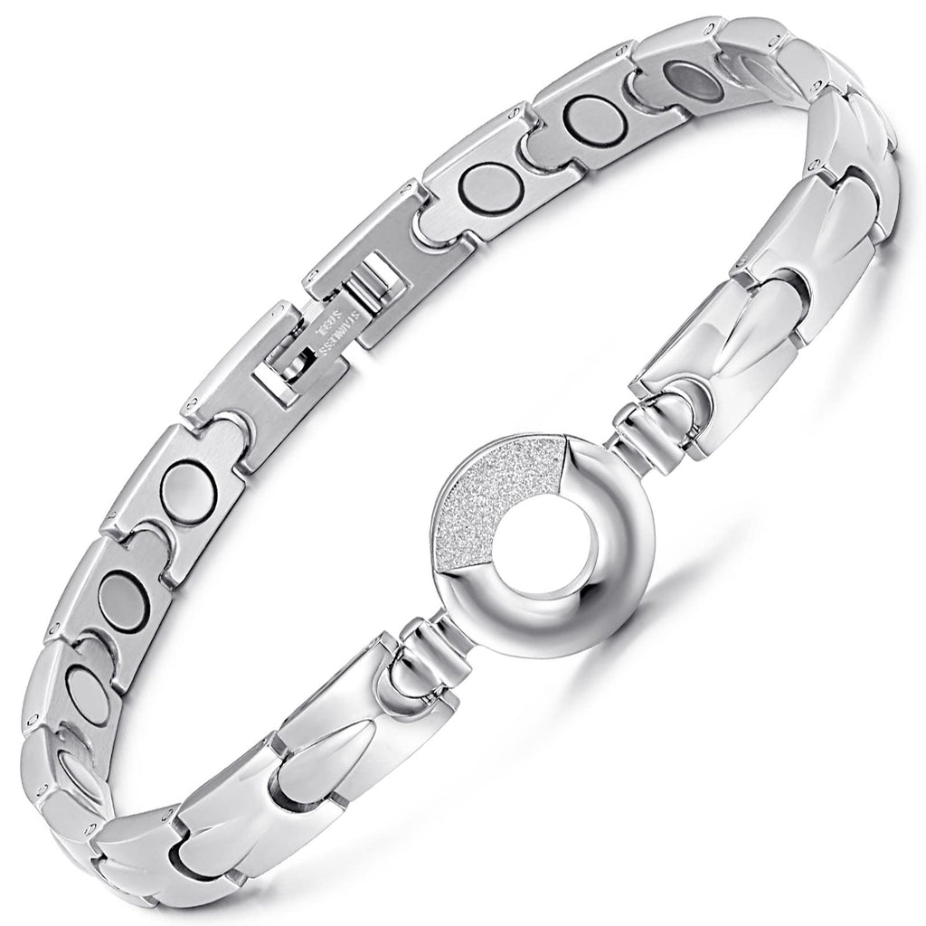 RainSo Womens Elegant Stainless Steel Magnetic Bracelets 3500 Gauss with Gift Box Adjustable