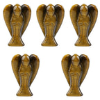 mookaitedecor Set of 5 Assorted Crystal Angel Figurines, 1.5 inch Mini Guardian Angel Statue Carving Pocket Stone Sculpture for