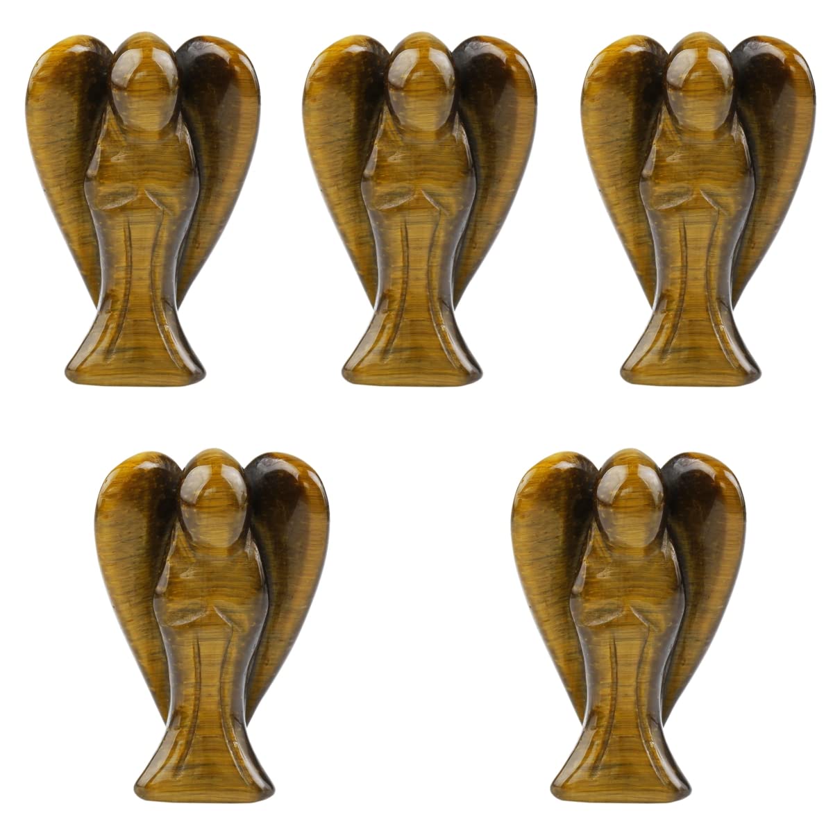 mookaitedecor Set of 5 Assorted Crystal Angel Figurines, 1.5 inch Mini Guardian Angel Statue Carving Pocket Stone Sculpture for