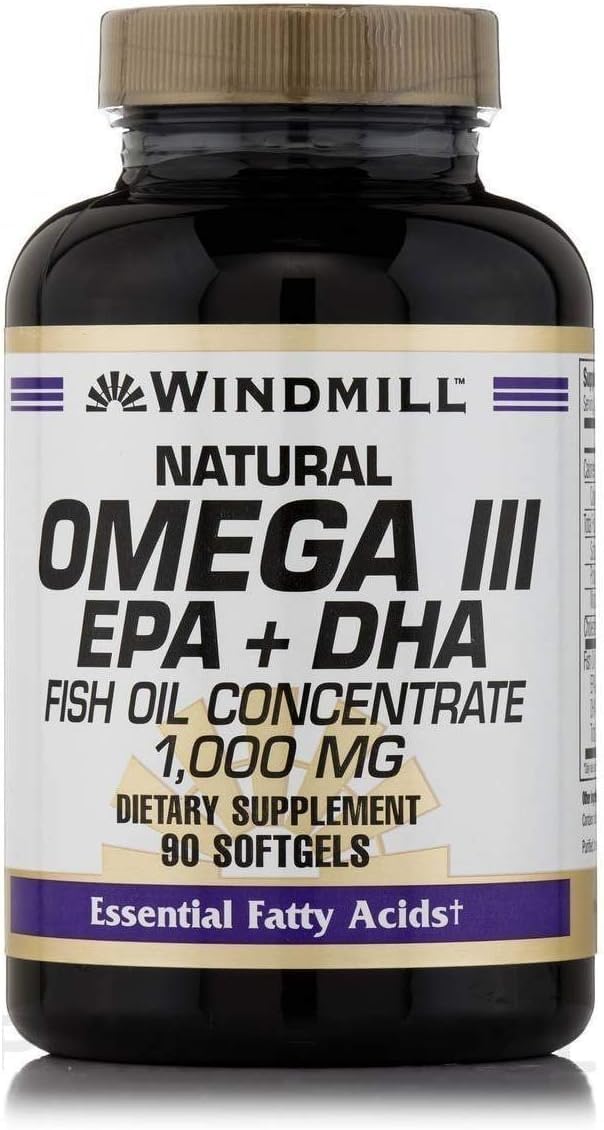 Windmill Omega-3 with EPA & DHA 1,000 mg Softgels, 90 Softgels Per Bottle (2 Bottles)