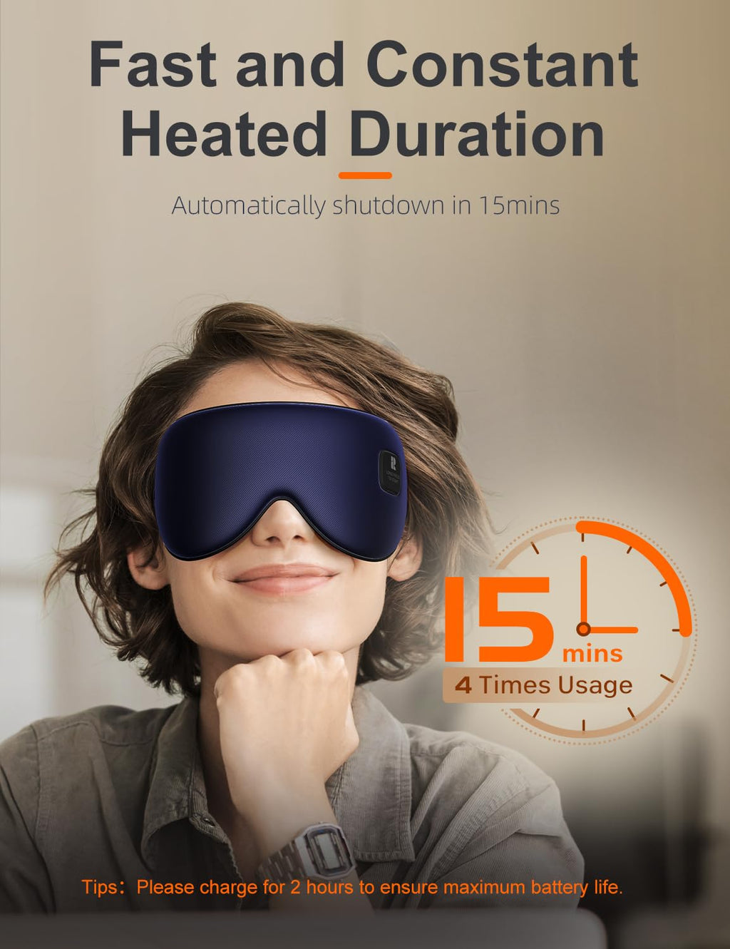 Silk Cordless Heated Eye Mask, Compress Heating Pad for Dry Eye Stye Eye Strain, Blackout Electric Warm Eye Mask for Airplane Sl