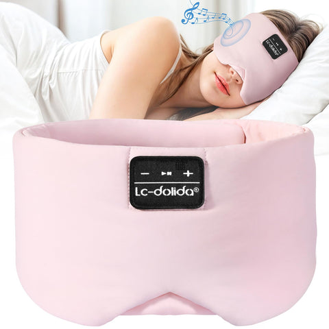 LC-dolida Sleep Mask with Bluetooth Headphones, Ice Silk Sleep Mask with Bluetooth 5.4, Total Blackout Eye Mask for Sleeping, So