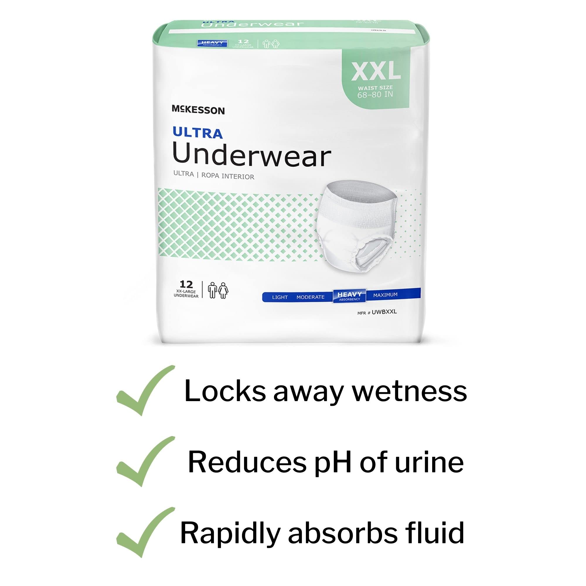 McKesson Ultra Underwear, Incontinence, Heavy Absorbency, 2XL, 12 Count