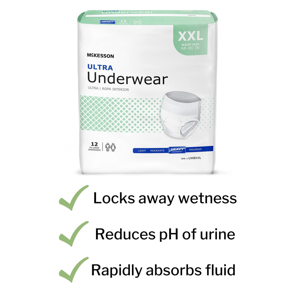 McKesson Ultra Underwear, Incontinence, Heavy Absorbency, 2XL, 48 Count