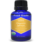 Organic, Lemon Essential Oil, Food Grade, for Cooking, Baking - 100% Pure, Lemon Oil, by Zongle Therapeutics, 1 OZ