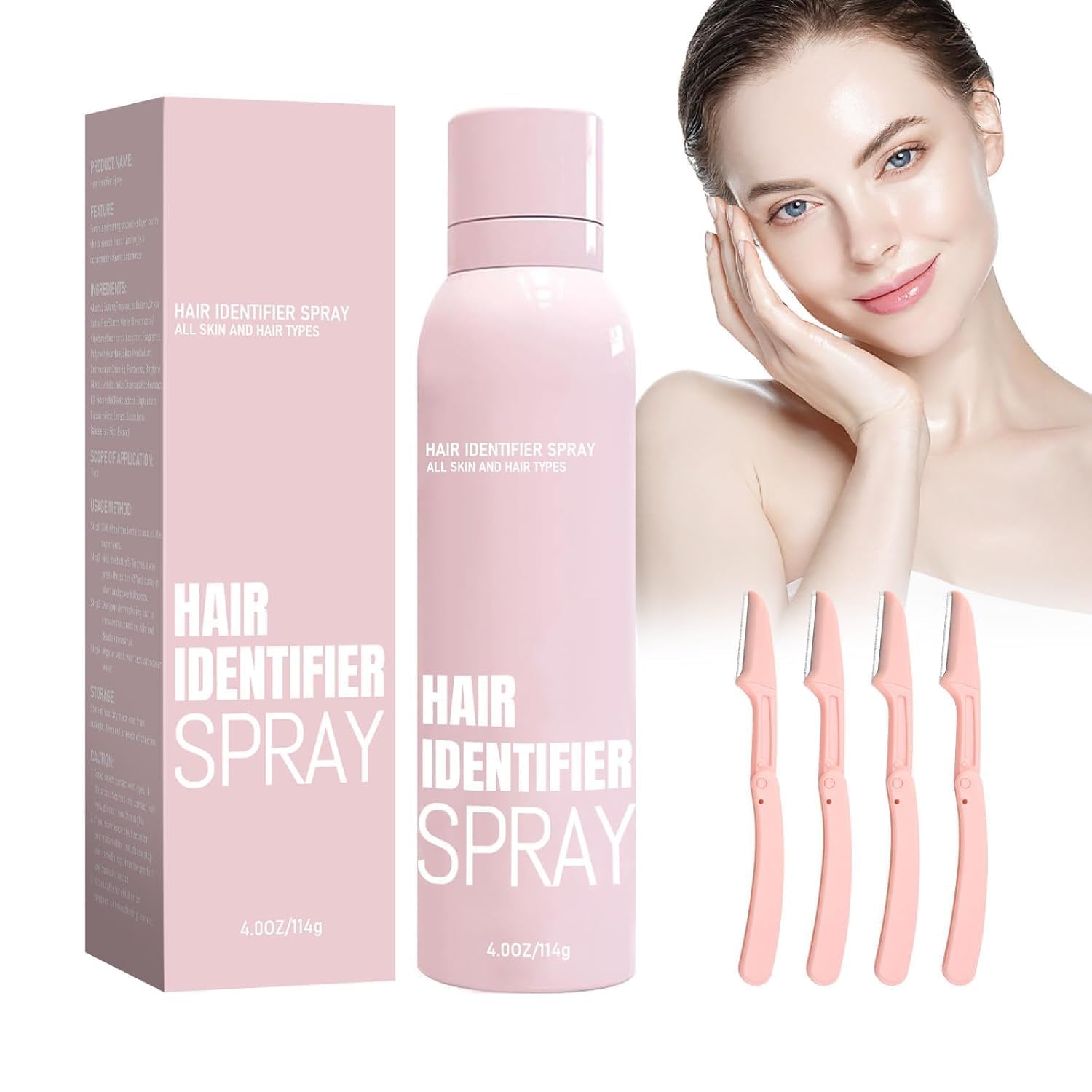 Vanibha Hair Identifier Spray For Face Shaving And 4 Razor Dermaplaning No Irritation Depilatory Soothing Spray For Skin And Bod