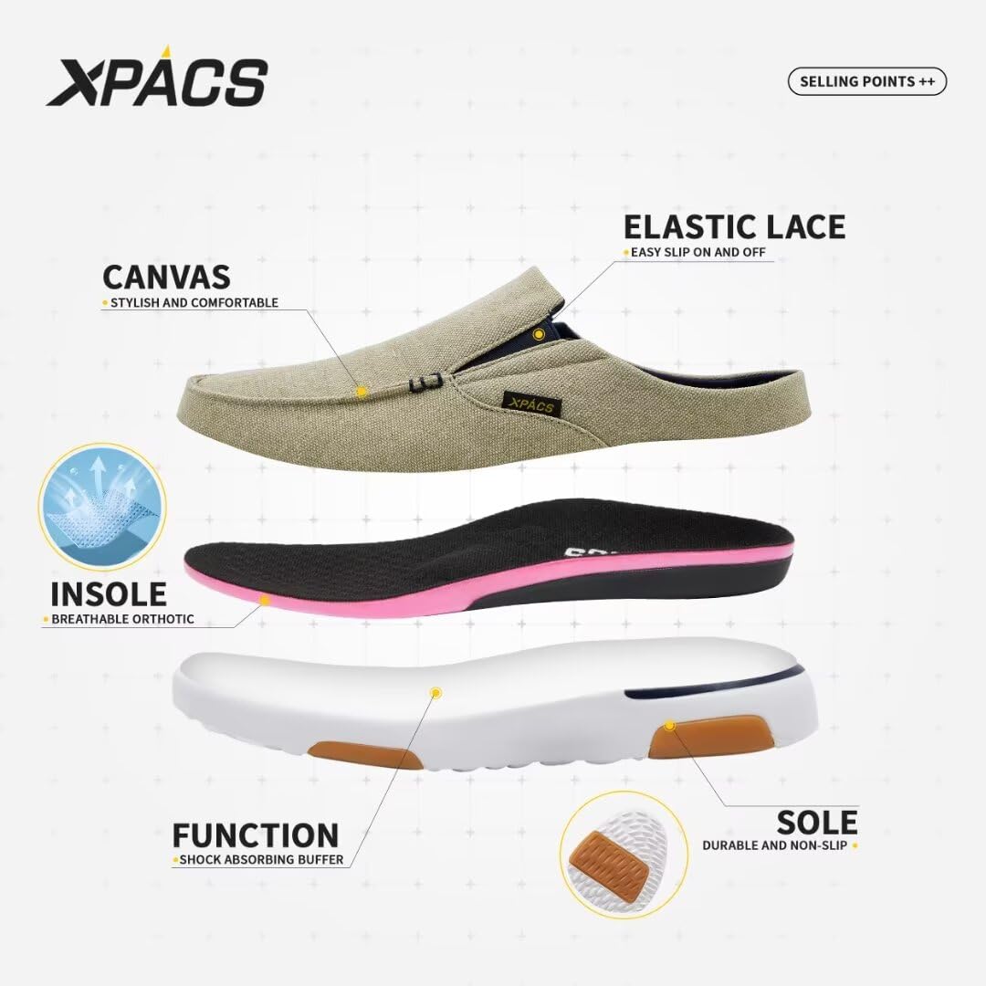 XPACS Mens Best Durable Supportive Walking Shoes for Hanging Out, Comfortable Orthopedic Slip-On Loafers for Diabetic Relief, No