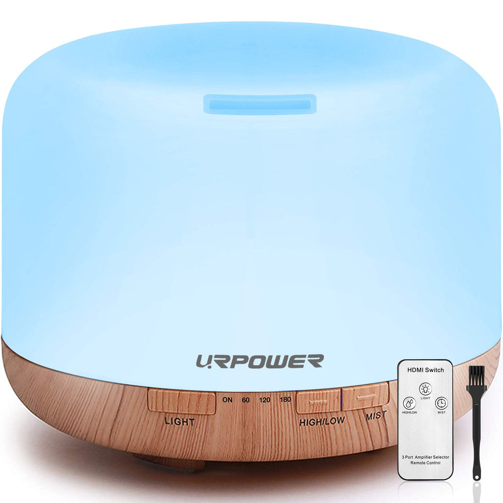 URPOWER 500ml Aromatherapy Essential Oil Diffuser Humidifier Room Decor Lighting with 4 Timer Settings, 7 LED Color Changing Lam
