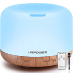 URPOWER 500ml Aromatherapy Essential Oil Diffuser Humidifier Room Decor Lighting with 4 Timer Settings, 7 LED Color Changing Lam