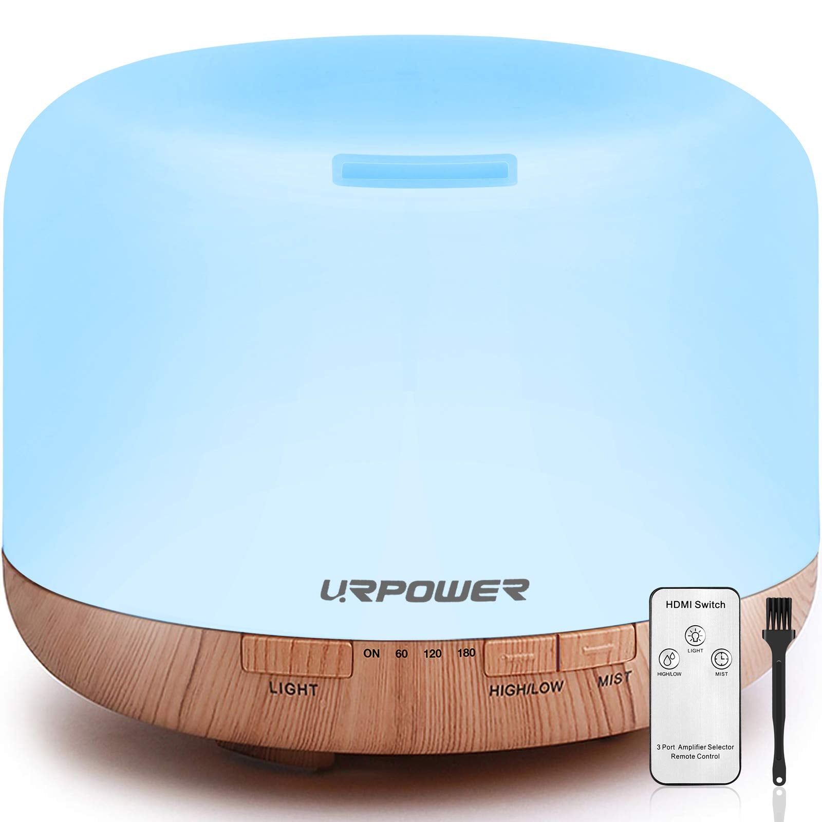 URPOWER 500ml Aromatherapy Essential Oil Diffuser Humidifier Room Decor Lighting with 4 Timer Settings, 7 LED Color Changing Lam