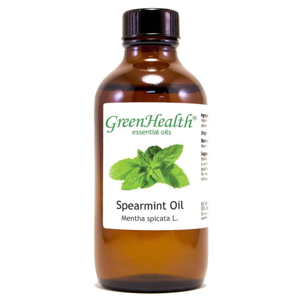 Spearmint Essential Oil - 4 fl oz Amber Glass Bottle w/Cap - 100% Pure Essential Oil - GreenHealth
