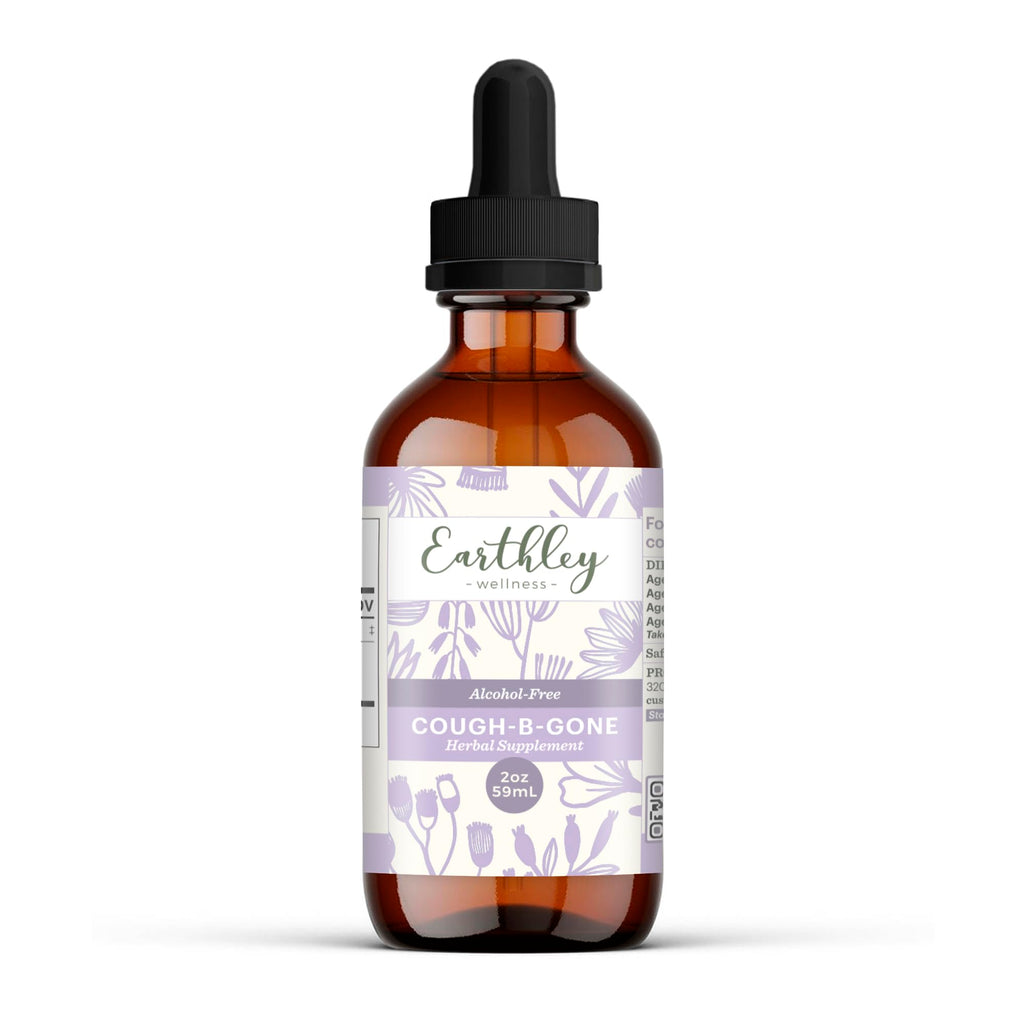 Earthley Wellness, Cough-B-Gone, Alcohol-Free Herbal Tincture for Kids & Adults (6 Months+), Cold and Cough Remedy, Soothes Sore