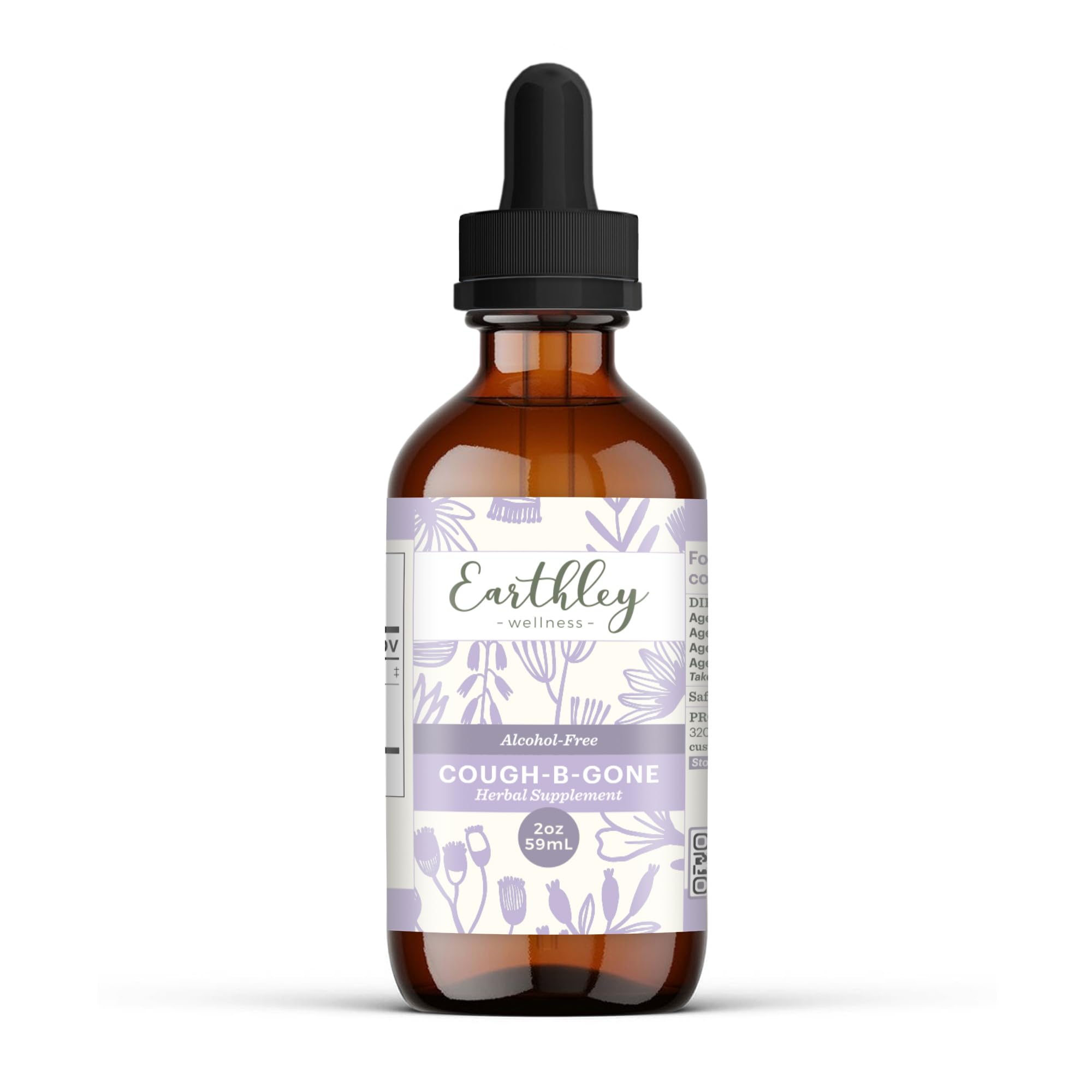 Earthley Wellness, Cough-B-Gone, Alcohol-Free Herbal Tincture for Kids & Adults (6 Months+), Cold and Cough Remedy, Soothes Sore