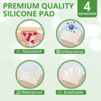 Silicone Adhesive Foam Dressing with Gentle Border 3x3 10 Pack, High Absorbency Foam Wound Bandage for Bed Sore Leg Ulcer Fo