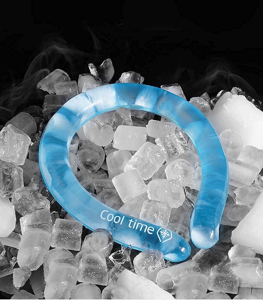CoolTimeUSA Neck Cooling Tube | Wearable Cooling Neck Wraps for Summer Heat I Hands Free Cold Pack | Reusable Neck Cooler (Blue)