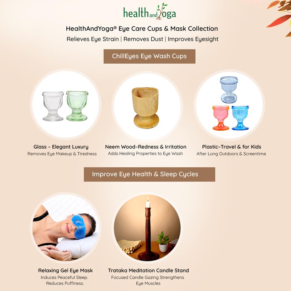 HealthAndYoga ChillEyes Transparent Eye Wash Cups for Effective Eye Cleansing - with Storage Container - Eye Shaped Rim, Snug Fi