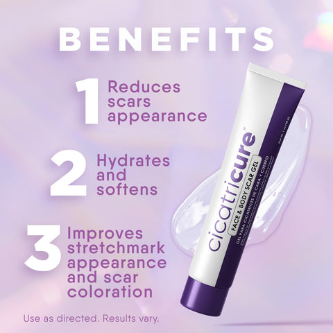 Cicatricure Face & Body Advanced Scar Gel, Scar Treatment for Old & New Scars, Fades Stretch Marks Away, Surgical Scars, Injurie