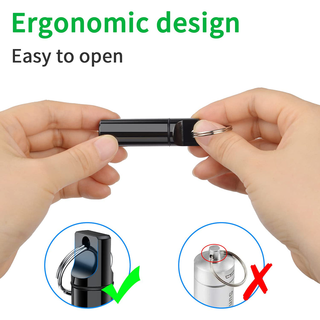 Small Portable Pill Box Keychain (5 Pack), Aluminium Alloy Mini Pill Organizer Case Container for Purse,Waterproof Metal Pill Ho