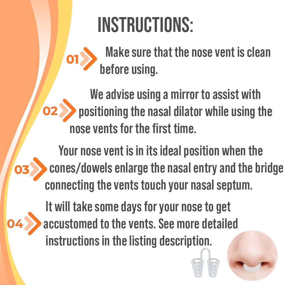 Nose Vent Sinus Relief (Pack of 12 XL Size) Hard Silicone Vents - A Simple Solution for Nasal Snorers - Reusable Snoring Device