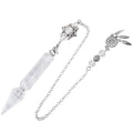 TUMBEELLUWA Crystal Point Pendulum for Divination Dowsing Faceted Stone Pendant Pendulum with Dream Catcher and Merkaba Star Cha