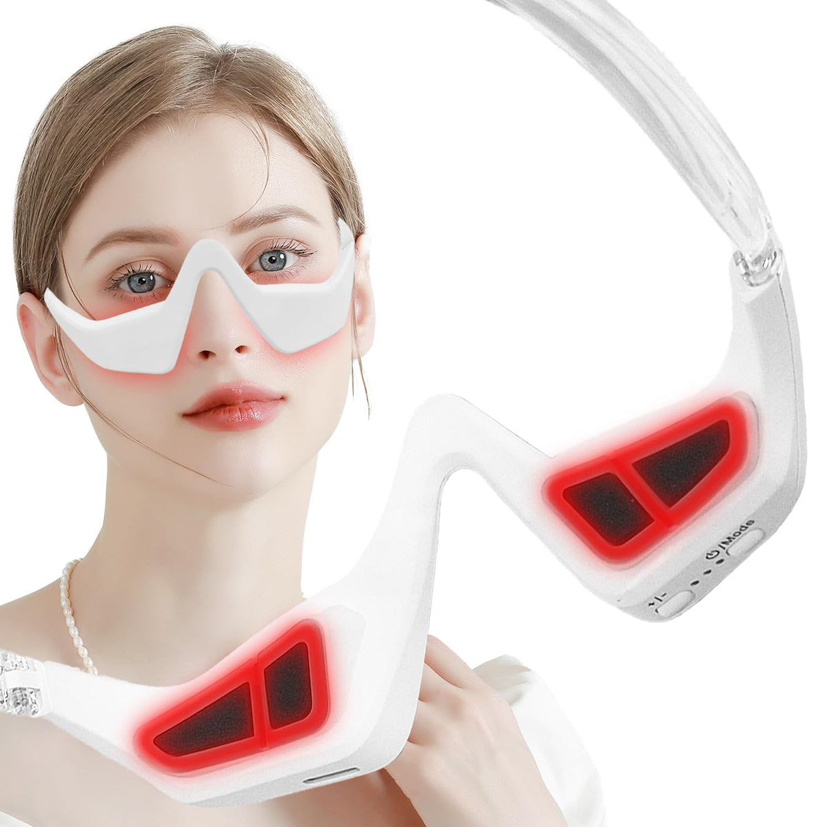 CNBHEABY UnderEye Red Light Therapy Device, 2 Modes Beauty Glasses Device with Eye Massage