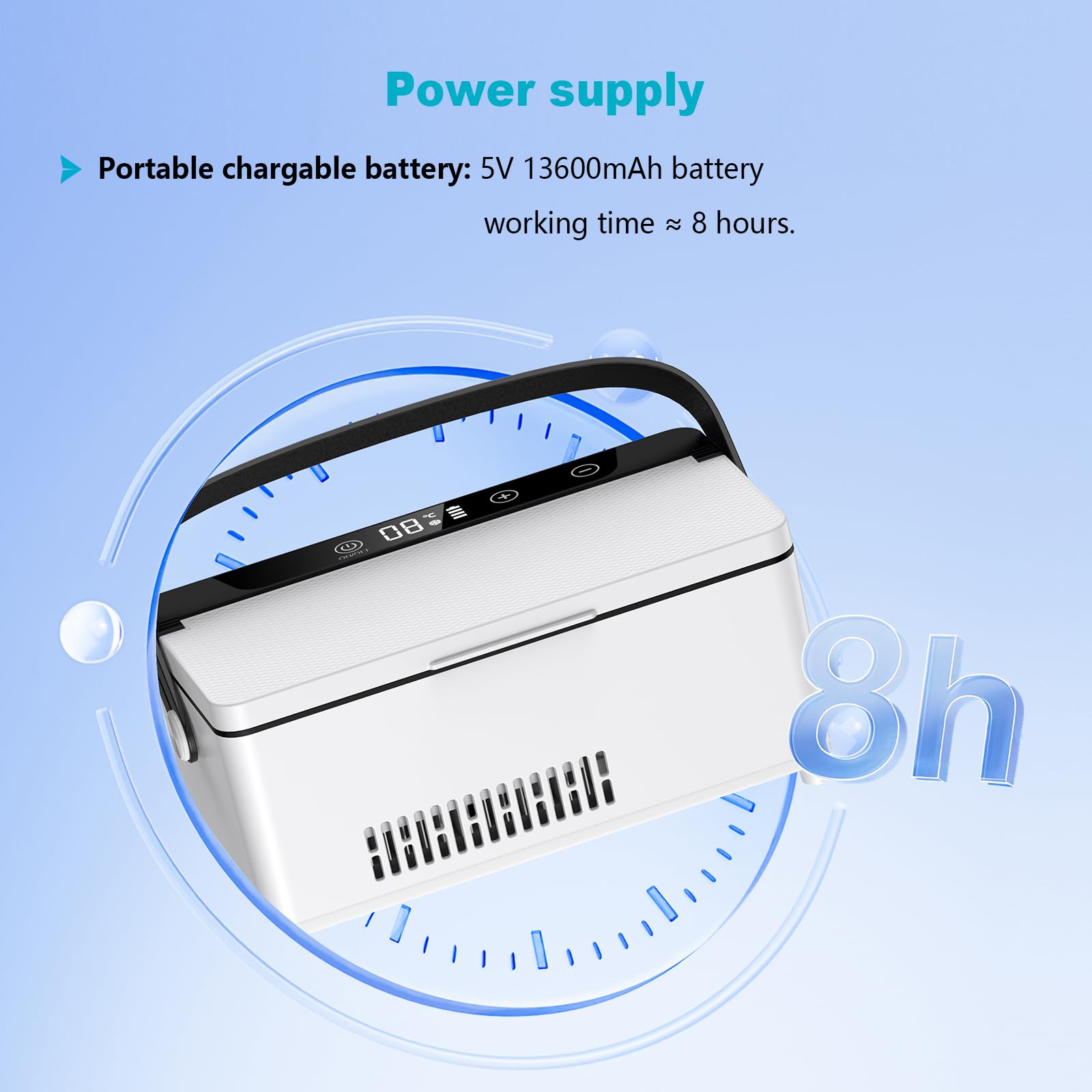QIRDLP insulin fridge medcine cooler trave case with handle 2~8C Keep Cooling with LED Display, Travel Medical Cooler Box with H