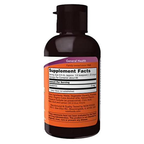 NOW Foods Supplements, Liquid Melatonin, 3 mg Per Serving, Fast Absorbtion and Great Taste, 2-Ounces