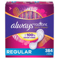 Always Radiant Liners, Unscented, 96 Count,Pack of 4 (Total 384 Count) (Packaging May Vary)