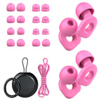 2 Pairs of Earplugs for Sleeping,Reusable Hearing Protection Earplugs with 8 Pairs Ear Tips & One Connector Cord,Soft Earplugs f