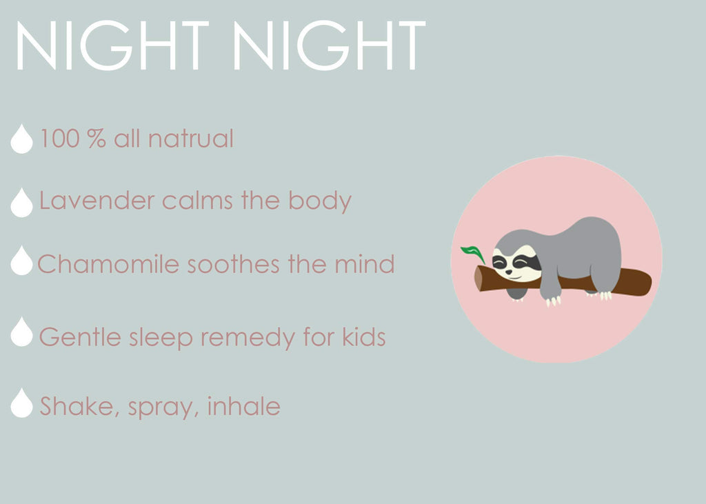 Night Night Kids Lavender Sleep Spray, Lavender + Chamomille Aromatherapy, Soothing + Kid Safe Essential Oils, Nightly Routine