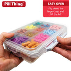 12 Compartment Large Pill Case with Airtight Seal - Silicone Gasket Waterproof Med Box with Medication Map (12 Compartment, 1 Pa