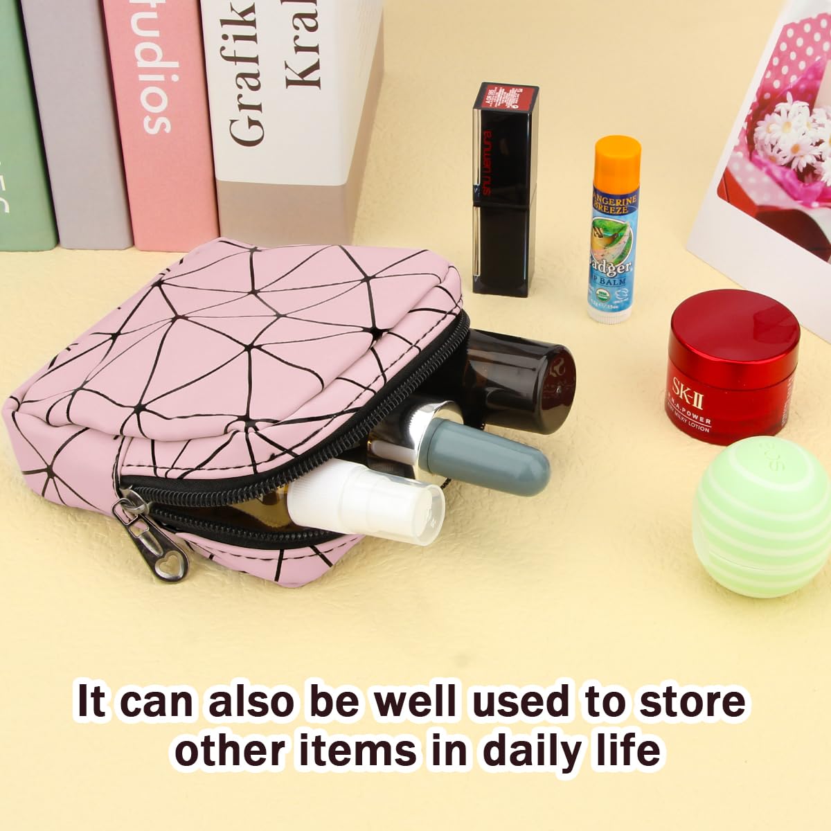 Desing Wish Sanitary Napkin Storage Bag, Menstrual Cup Pouch Nursing Pad Holder Tampon Bags Feminine Product Pouches Portable Pe