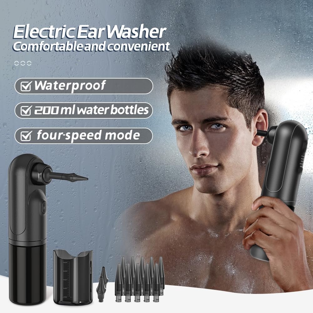 Ear Wax Removal Kit MLriyl Electric Auditory Cleaner with 4 Modes Water Powered Irrigation System 12 Reusable Tips Earwax Remove