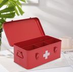 Xbopetda First Aid Medicine Box, First Aid Kit Supplies Bin, Metal Medicine Storage Tin, First Aid Empty Box with Safety Lock fo