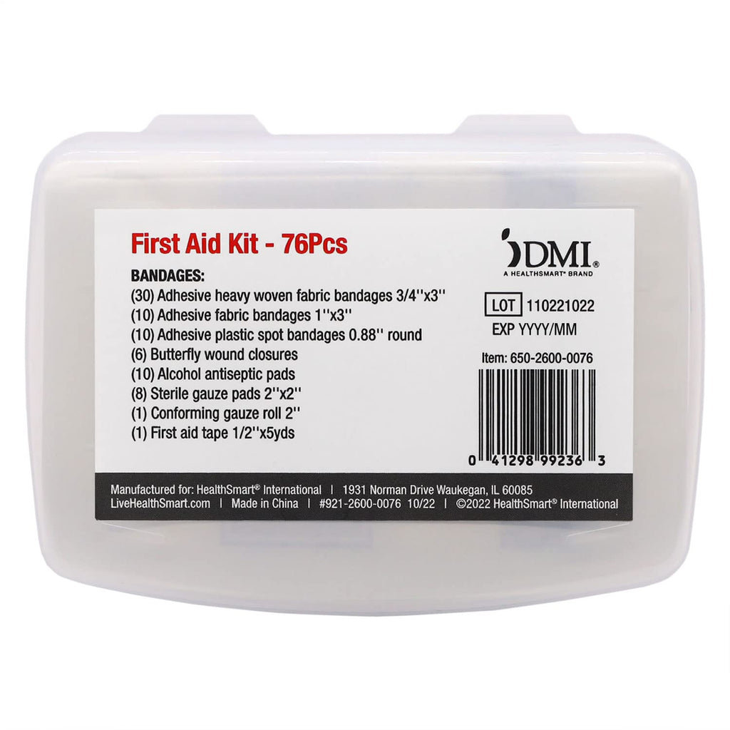 DMI 76-Piece First-Aid Kit, All-Purpose Use for Minor Cuts and Scrapes, Durable Water-Resistant Case, Convenient and Portable, F