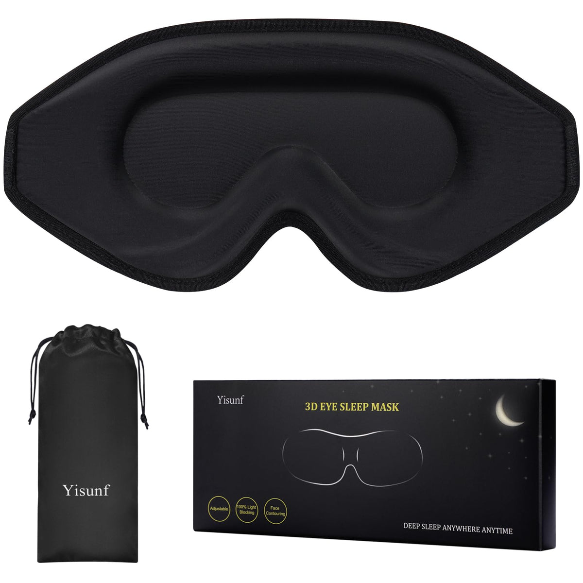 Yisunf Sleep Mask for Side Sleeper, Women Men Eye Mask for Sleeping, Zero Pressure 3D Sleeping Mask with 12mm Eye Socket, Soft S