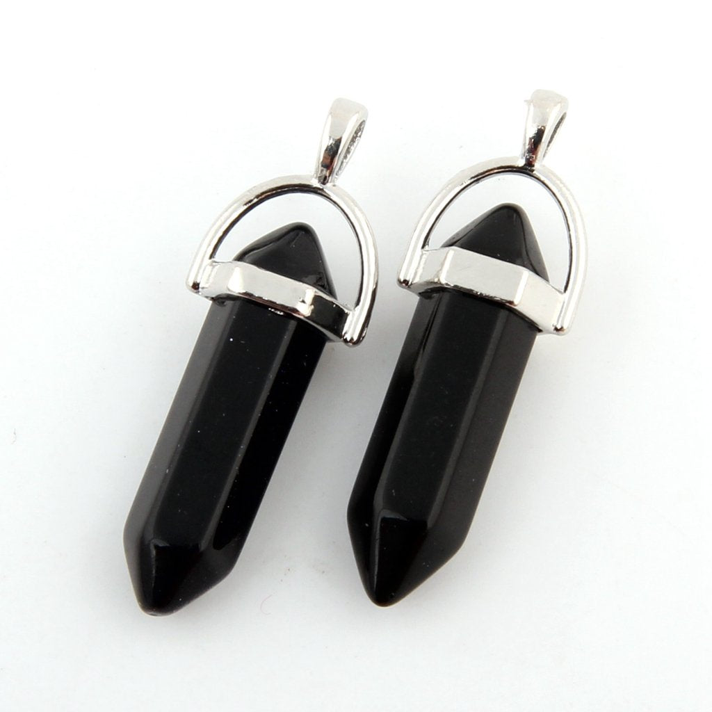Mutilcolor 14pcs Bullet Shape Healing Pointed Chakra Pendants sugilite Quartz Crystal Stone Charm Randow Color for Necklace Maki