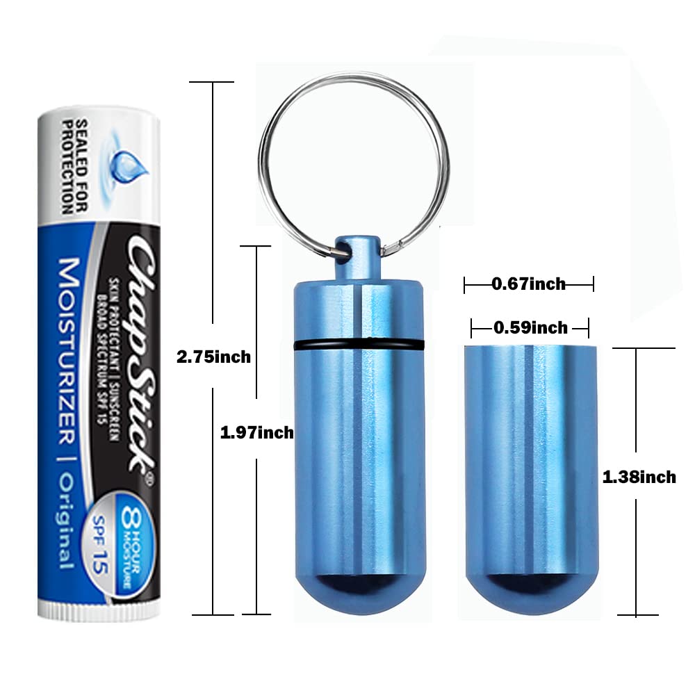5 Packs Mini Keychain Pill Holder Fob, EFFIET Waterproof Portable Tablets Container Case Aluminum Outdoor Camping Emergency Pill