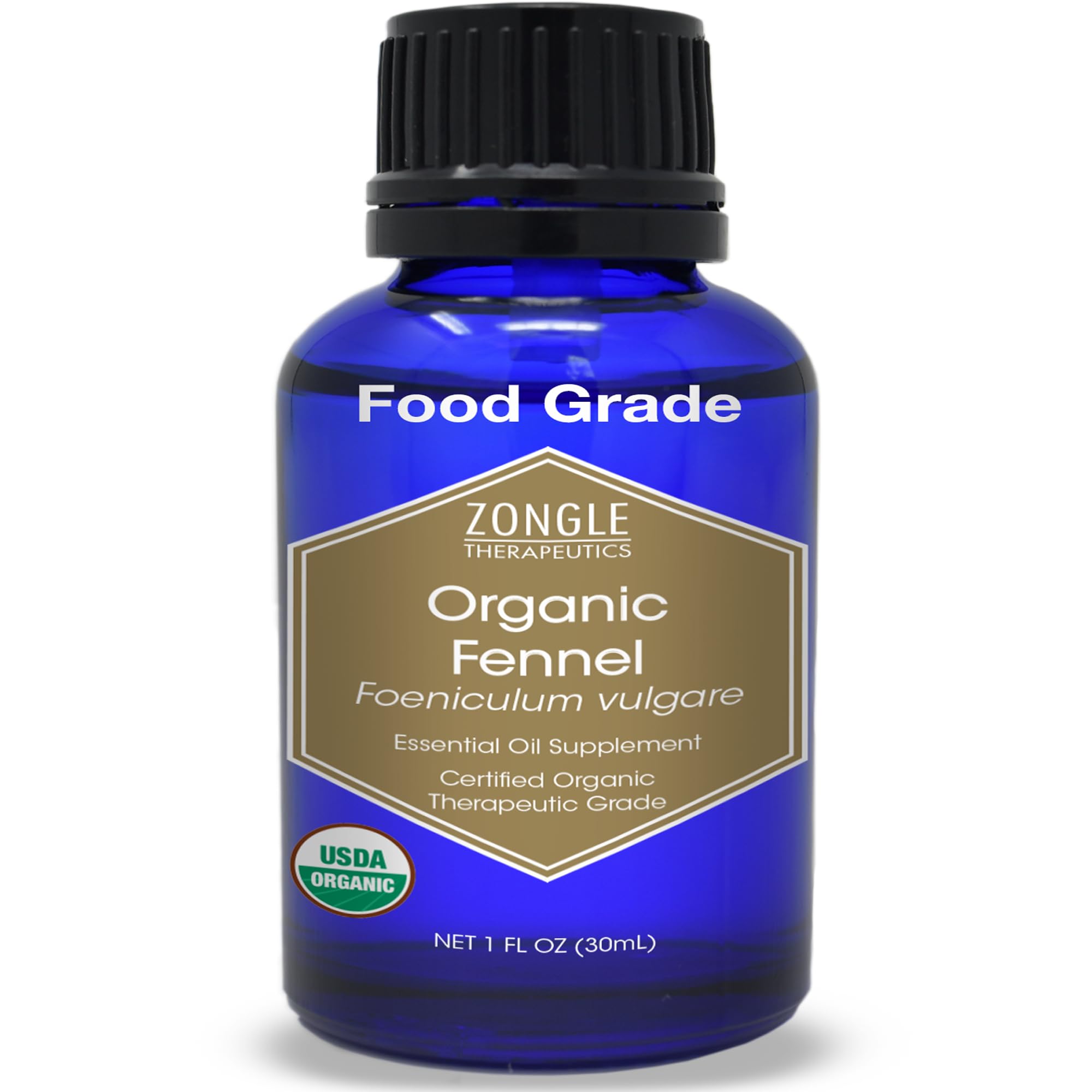 Organic, Fennel Essential Oil, Food Grade - 100% Pure, Fennel Oil, by Zongle Therapeutics, 1 OZ